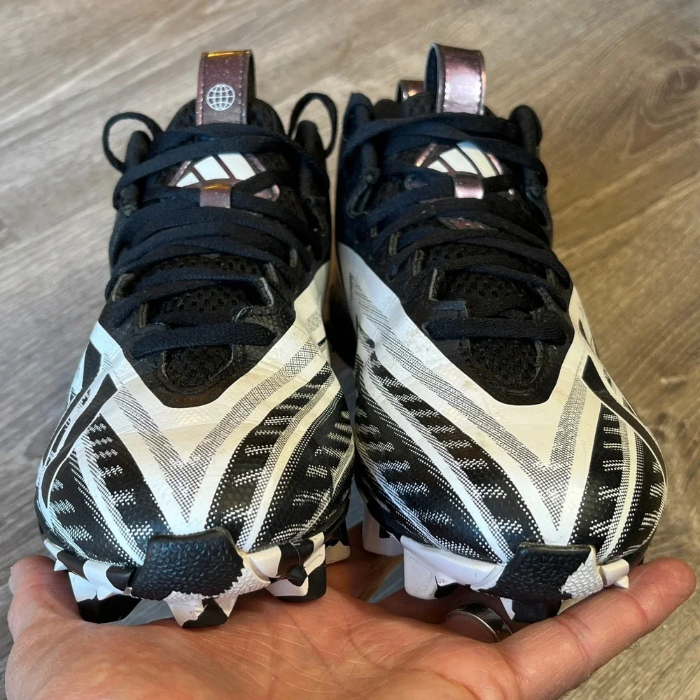Adidas Freak Spark MD Football Cleats Black‎ White Geometric Graphic Mens 7.5